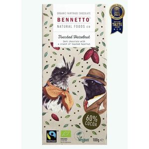 Bennetto Organic Dark Chocolate Toasted Hazelnut (60% Cocoa) 100g