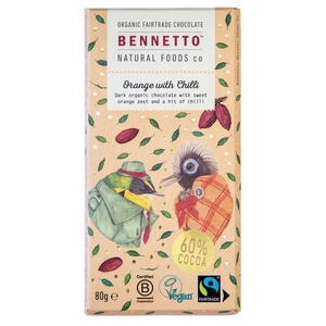 Bennetto Organic Dark Chocolate Orange with Chilli (60% Cocoa) 80g [BBD: Aug-25]