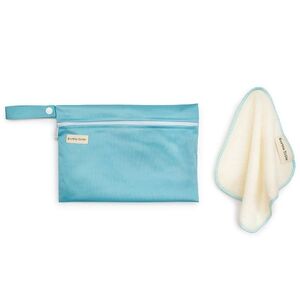 Earths Tribe Aquamarine Reusable Bamboo Cotton Cloth Wipes (1 Wet Bag + 5 Wipes)