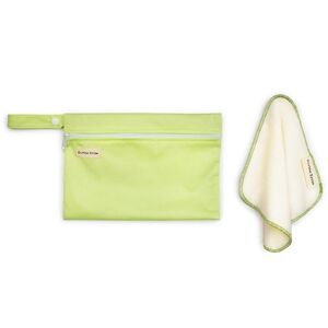 Earths Tribe Lime Reusable Bamboo Cotton Cloth Wipes (1 Wet Bag + 5 Wipes)
