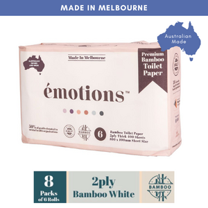 Emotions Made in Melbourne 100% Bamboo Toilet Paper - 6 rolls x 8 packs