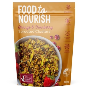 Food To Nourish Sprouted Clusters Orange & Cranberry 400g [Shortdated BBD: Oct-25]