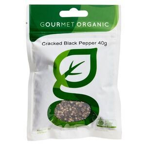 Gourmet Organic Pepper Black Cracked 40g
