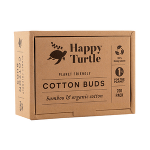 Happy Turtle Organic Cotton & Bamboo Cotton Buds - Flip Lid - 200 pack