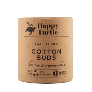 Happy Turtle Organic Cotton & Bamboo Cotton Buds - Round Tub - 200 pack