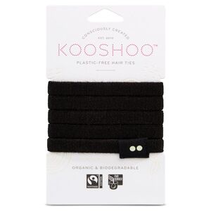 KOOSHOO Plastic-free Hair Ties Black (Organic) 5 pack
