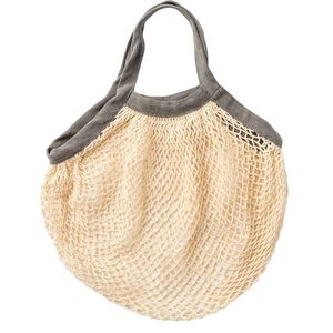 The Keeper String Bag Rock Salt Short Handle with Natural Body (Organic Cotton)