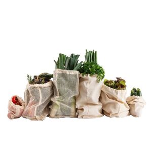 The Keeper Mixed Mesh & Muslin Produce Bag 6 Pack (Organic Cotton)