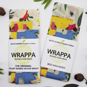 Wrappa Birds and Bees Beeswax Wrap ~ 3 Pack (2 x med & 1 x Lrg)