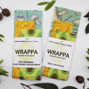 Wrappa Foodies Beeswax Wrap ~ 3 Pack (2 x med & 1 x Lrg)