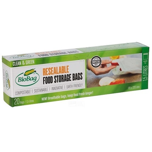 BioBag Compostable Resealable Food Storage Bags - 20 Bags