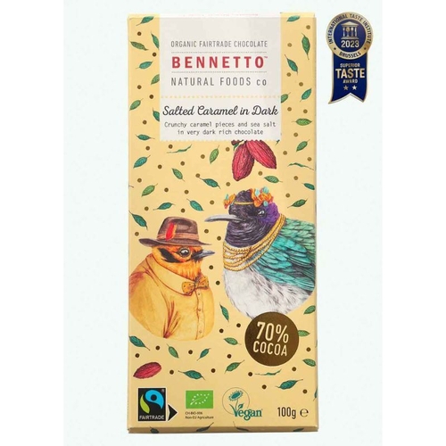 Bennetto Organic Dark Chocolate Salted Caramel (70% Cocoa) 100g