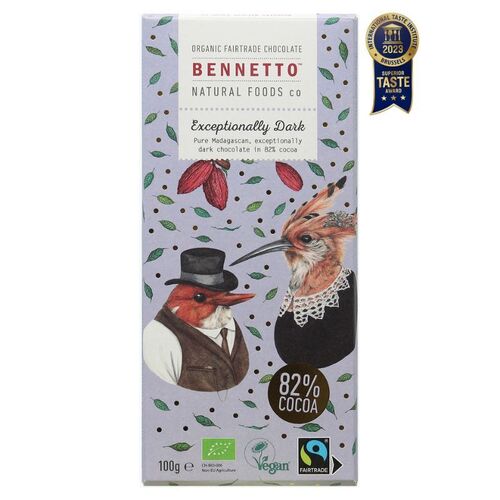 Bennetto Organic Exceptionally Dark Chocolate (82% Cocoa) 100g