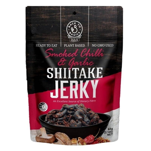 DJ&A Vegan Shiitake Jerky Smoked Chilli & Garlic 60g [Shortdated BBD: Nov-25]