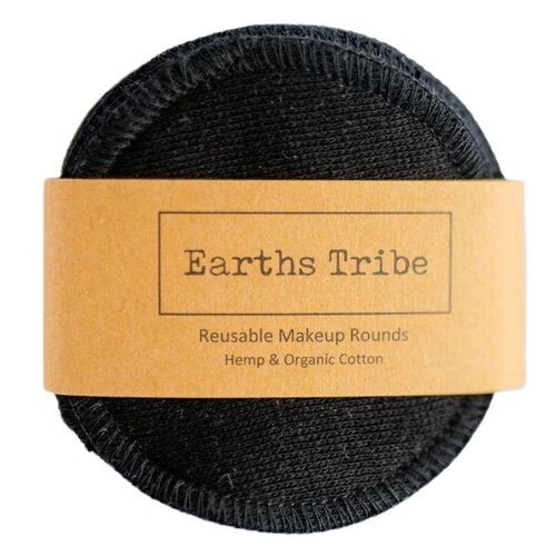 Earths Tribe Black Reusable Hemp Makeup Rounds 10 pack
