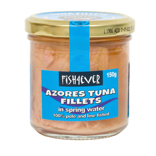 Fish4Ever Azores (Skipjack) Tuna Fillets in Spring Water (Glass Jar) ~ 150g