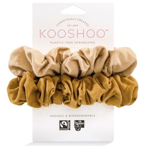 KOOSHOO Plastic-free Scrunchies Gold Sand (Organic) 2 pack