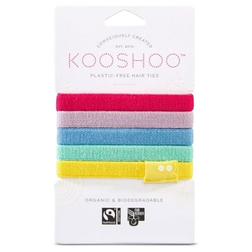 KOOSHOO Plastic-free Hair Ties Rainbow (Organic) 5 pack