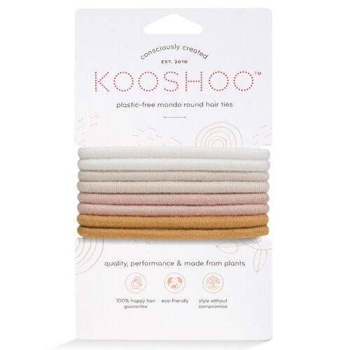 KOOSHOO Plastic-free Round Hair Ties Mondo Golden Fibres 8 pack