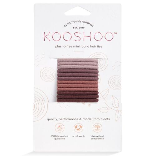 KOOSHOO Plastic-free Round Hair Ties Mini Earth Tints 12 pack