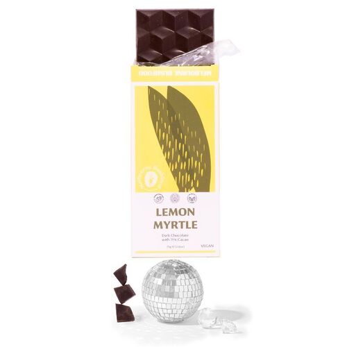 Melbourne Bushfood Lemon Myrtle 71% Dark Vegan Chocolate 75g