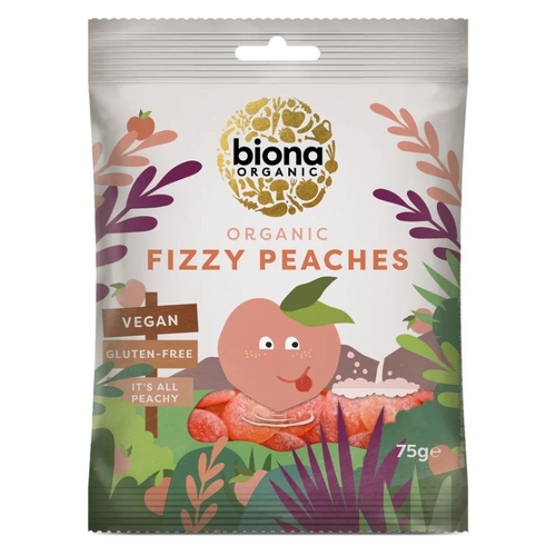 Biona Fizzy Peaches (Organic) - 75g [Shortdated BBD: Mar-26]
