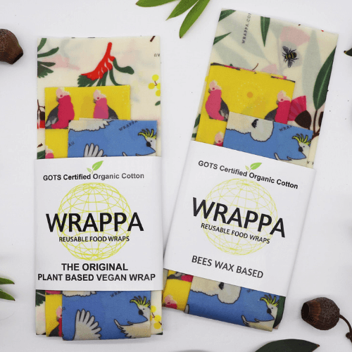 Wrappa Birds and Bees Beeswax Wrap ~ 3 Pack (2 x med & 1 x Lrg)