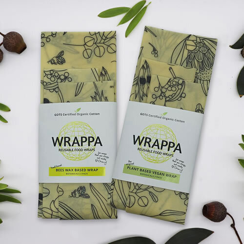 Wrappa Botanicals Beeswax Reusable Food Wrap ~ 3 Pack (2 x Med & 1 x Lrg)